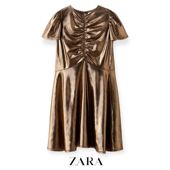 ZARA Kids | Golden | METALLIC DRESS - Picture 2 of 6